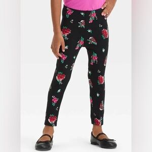 Cat & Jack Toddler Girls Floral Leggings - Black 2t